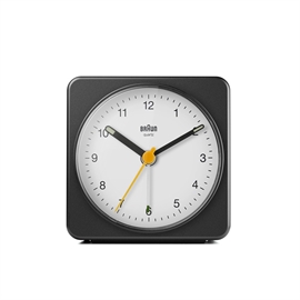 Braun BC03BW Analogt Vækkeur med Stille Urværk, Sort/hvid